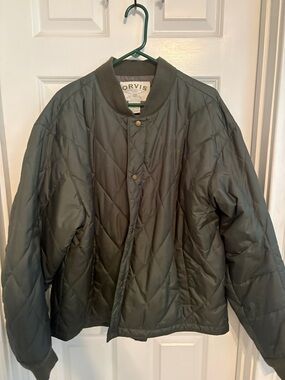 Orvis Men's Quilted Dark Olive Bomber Jacket